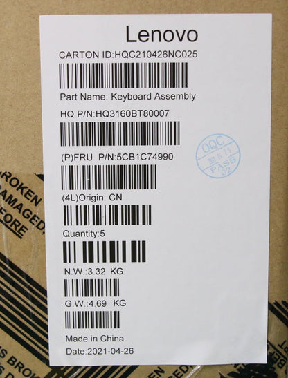 Lenovo IdeaPad 5 16ACH6 Palmrest Cover Touchpad Keyboard Swiss Grey 5CB1C74990