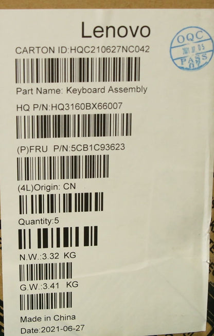 Lenovo ThinkBook G2 ITG Keyboard Palmrest Top Cover Czech Slovakian 5CB1C93623