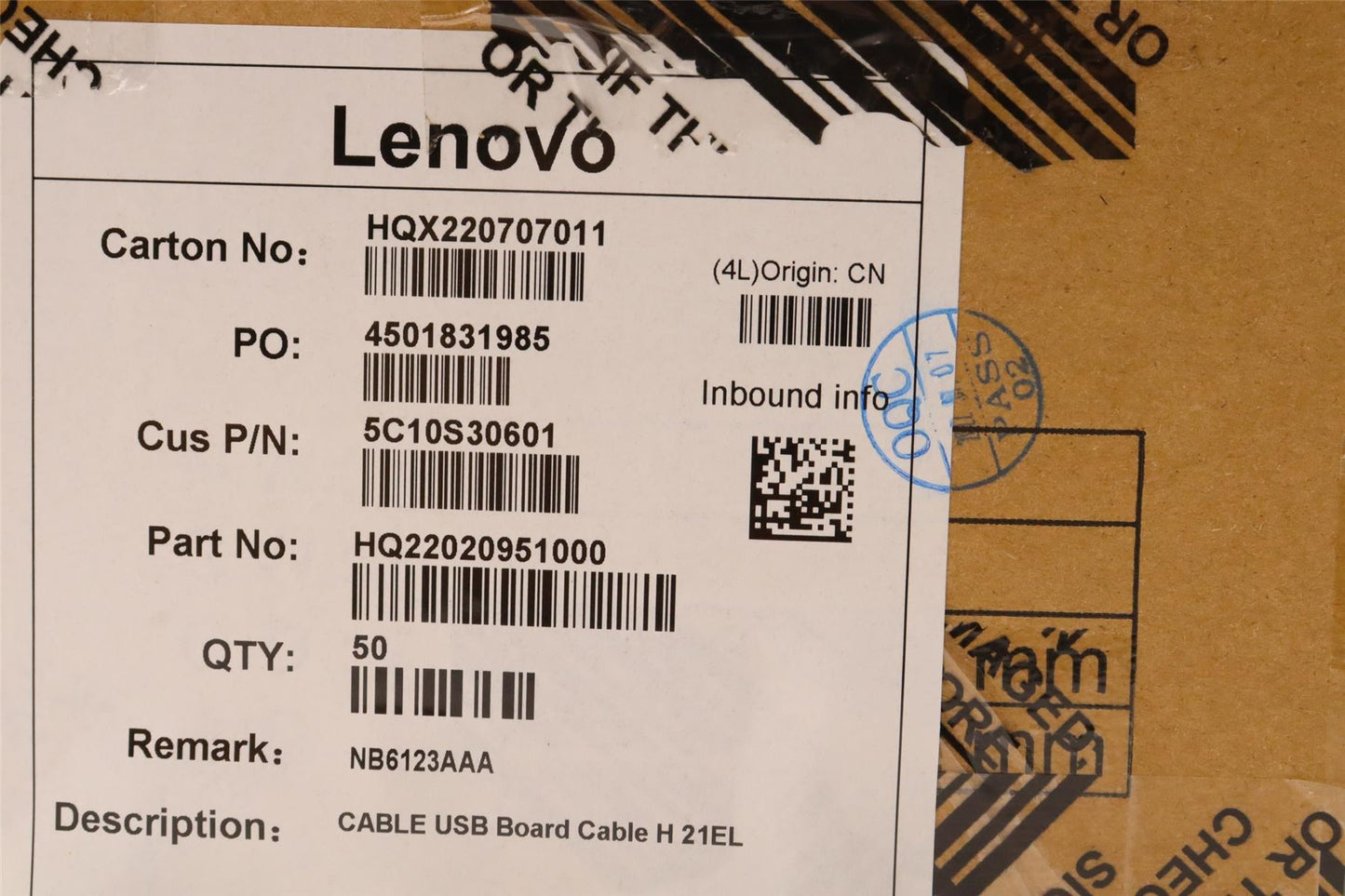 Lenovo USB Board Cable H 21EL 5C10S30601