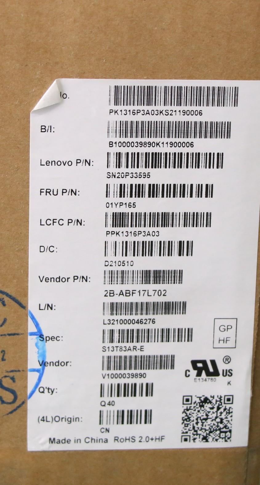 Lenovo NB_KYB FRU COMO SK,PMX,KB,BK,ARA 01YP165
