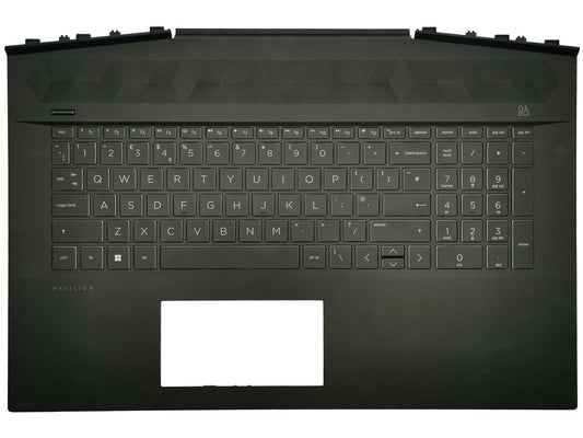 Genuine HP Gaming 17-CD Palmrest Cover Keyboard UK Black Backlit L58646-031