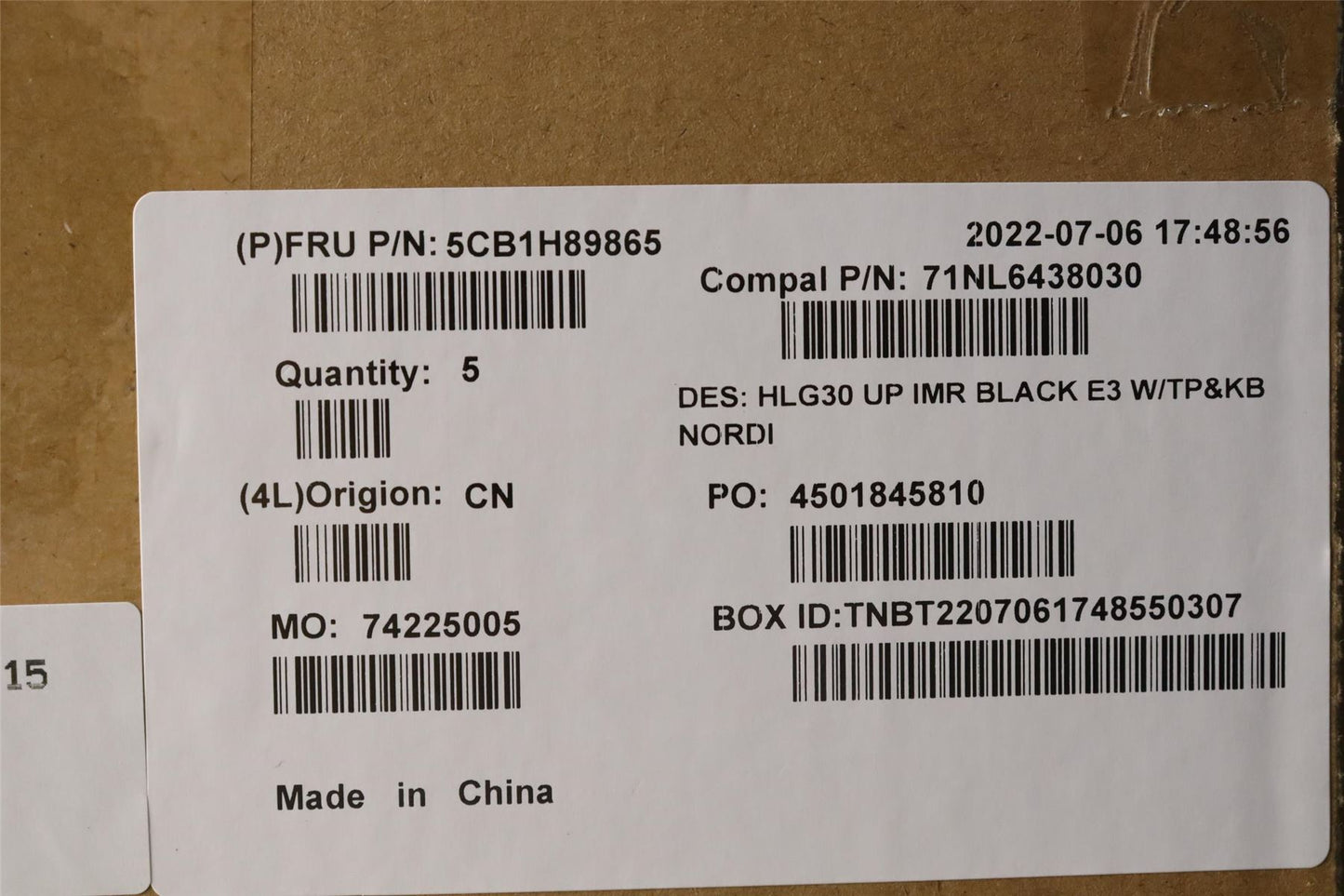 Lenovo IdeaPad 3 15IAH7 Palmrest Cover Touchpad Keyboard Nordic Black 5CB1H89865