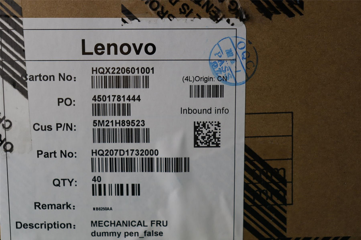 Lenovo MECHANICAL FRU dummy pen_false pen cover 5M21H89523