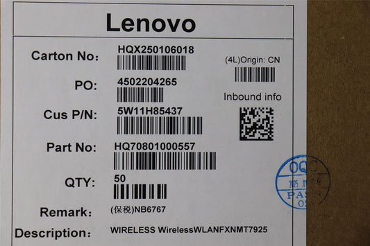 Lenovo Wireless,WLAN,FXN,MT7925 5W11H85437
