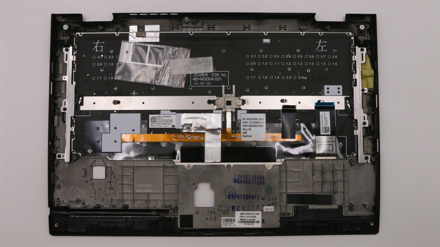 Lenovo Yoga X1 2nd Keyboard Palmrest Top Cover UK Black Backlit 01HY839