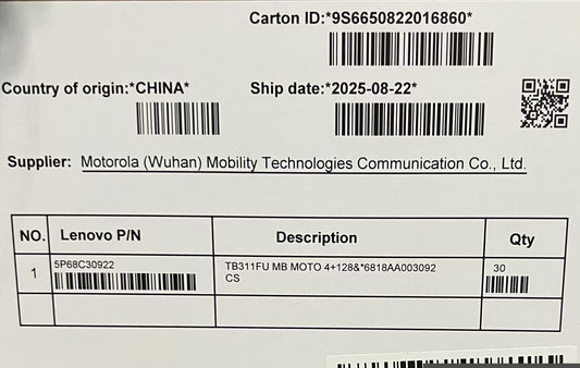 Lenovo TB311FU MB MOTO 4+128&*6818AA003092 CS Board 5P68C30922
