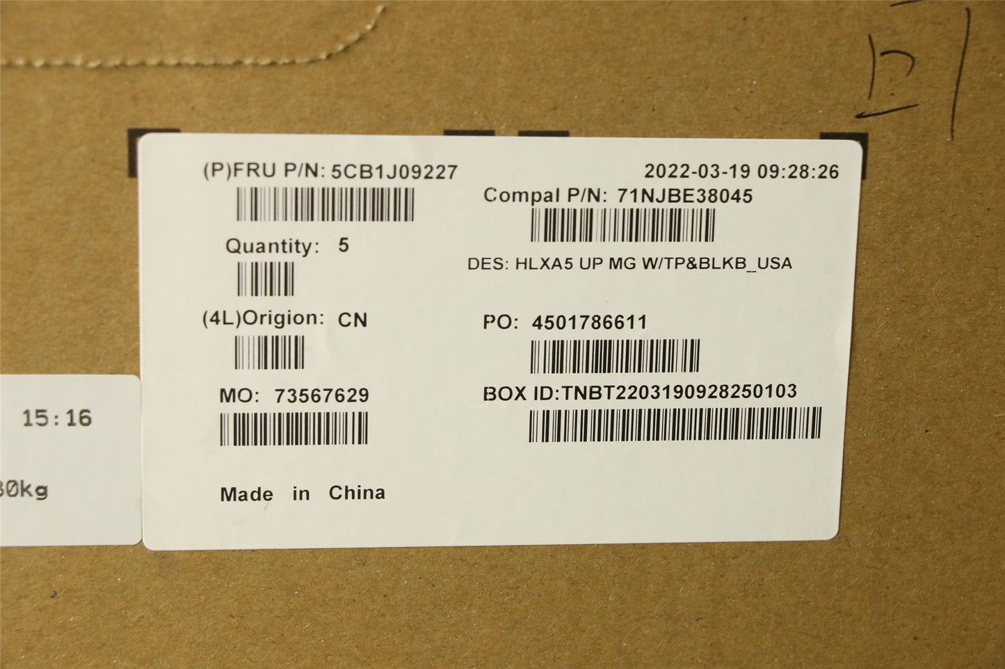Lenovo ThinkBook 15 G4 IAP Keyboard Palmrest Top Cover US Grey 5CB1J09227