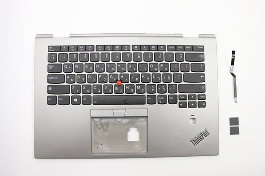 Lenovo Yoga X1 3rd Gen Keyboard Palmrest Top Cover Hebrew Silver Backlit 01LX955