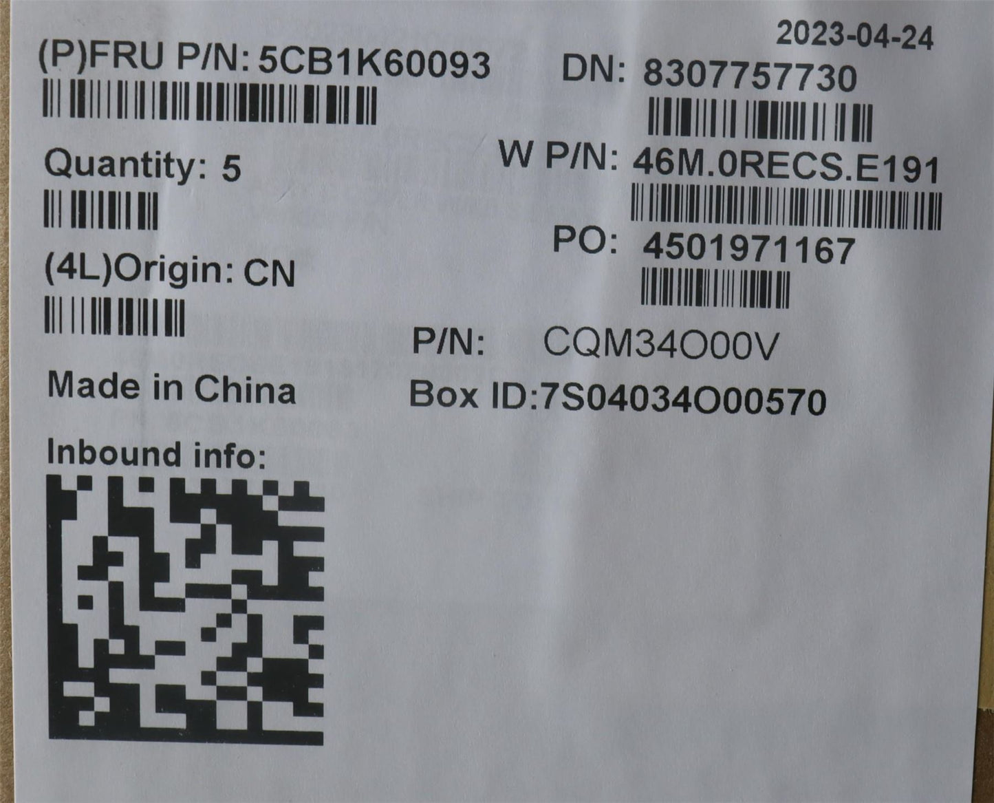Lenovo COVER Upper Case ASM_SWS W82XX SB 5CB1K60093