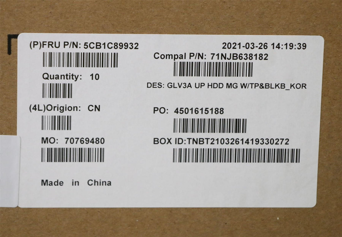 Lenovo Upper Case ASM_KOR C 21A2 HDMGBL 5CB1C89932