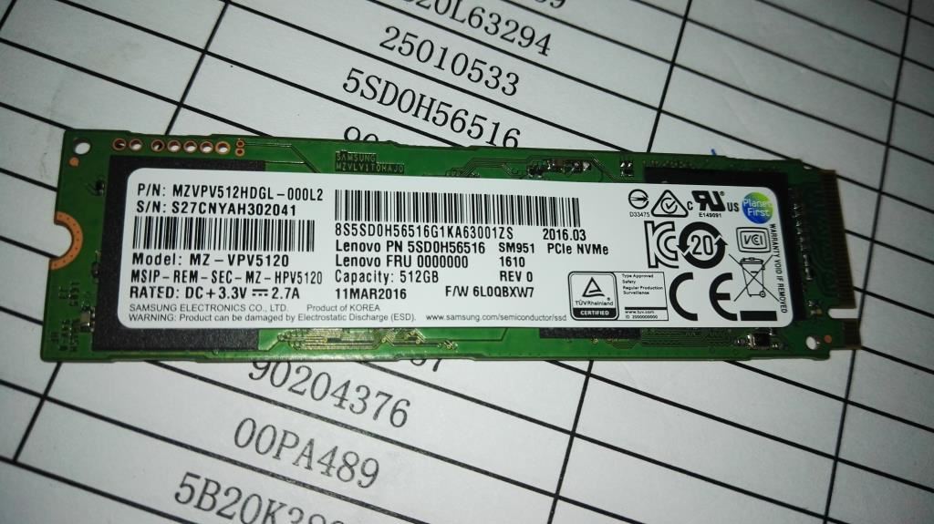 Lenovo SSD_ASM SS MZVKW512HMJP 512G M.2 SSD 5SD0L78933