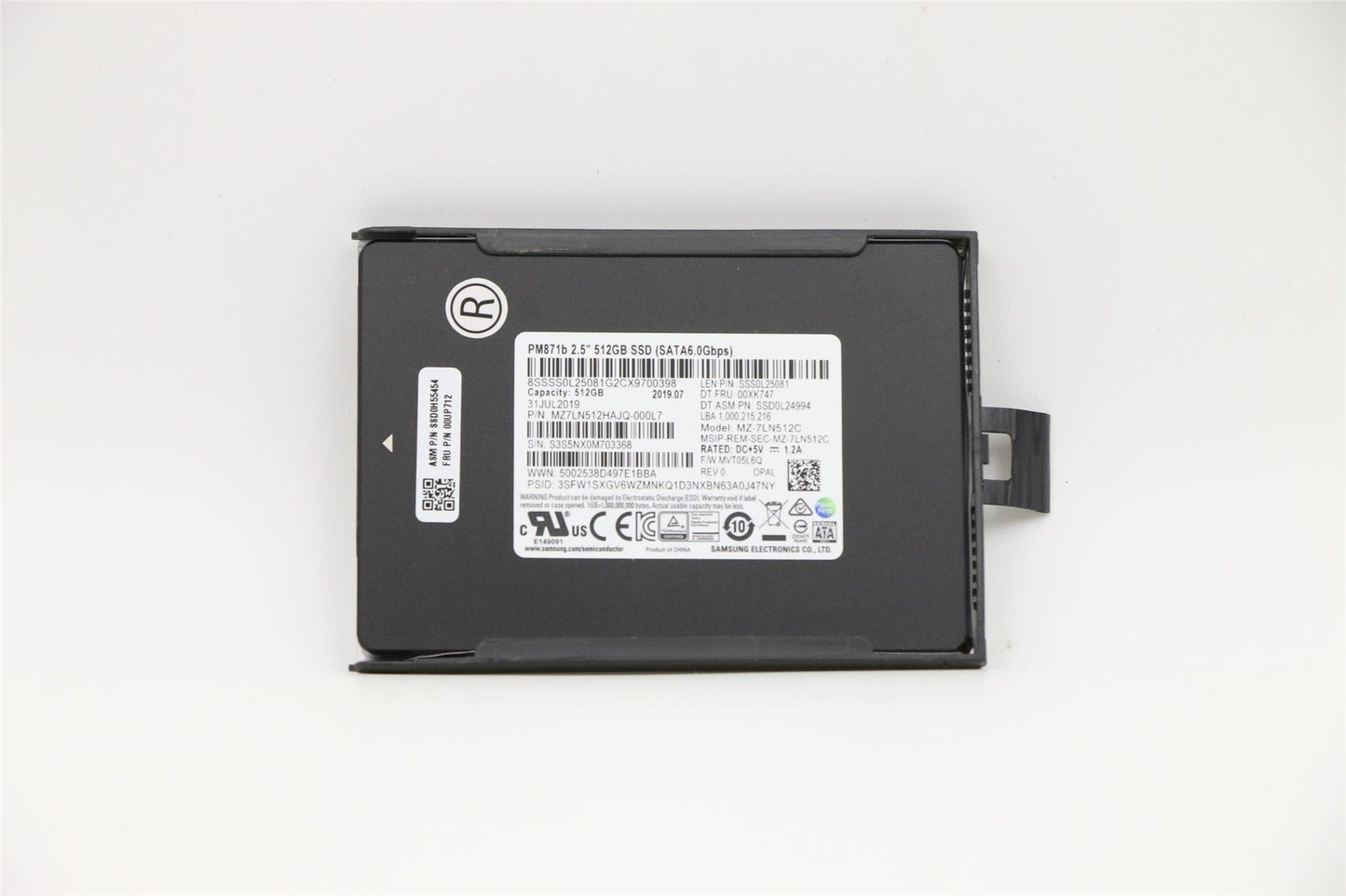 Lenovo 00UP712 512G,2.5,7mm,6Gb/s,SATA,Samsung,PM871a,