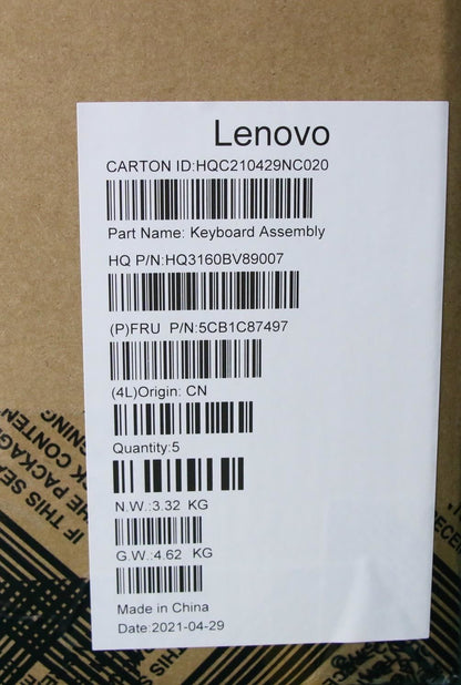 Lenovo IdeaPad 5 16IHU6 Palmrest Cover Touchpad Keyboard Nordic Grey 5CB1C87497