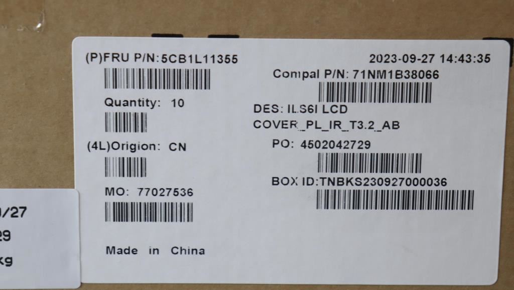 Lenovo LCD Cover W/Ant C82XF T32IR PL AB 5CB1L11355