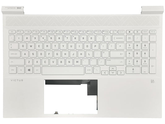 Genuine HP Victus 16-D 16-E Palmrest Cover Keyboard UK White Backlit M75756-031