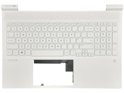 Genuine HP Victus 16-D 16-E Palmrest Cover Keyboard UK White Backlit M75756-031