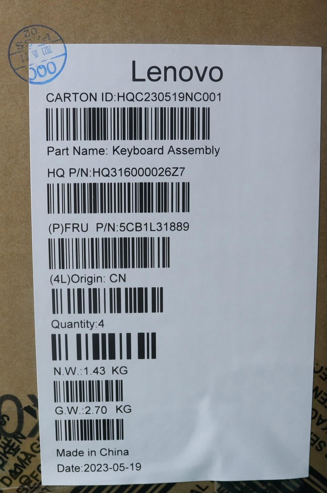 Lenovo Upper Case ASM_EURO ENG H82YNNFPSG 5CB1L31889