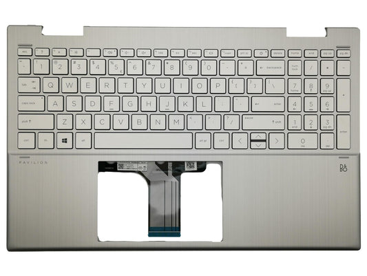 Genuine HP Pavilion 15-ER Palmrest Cover Keyboard Dutch Silver M45127-B31