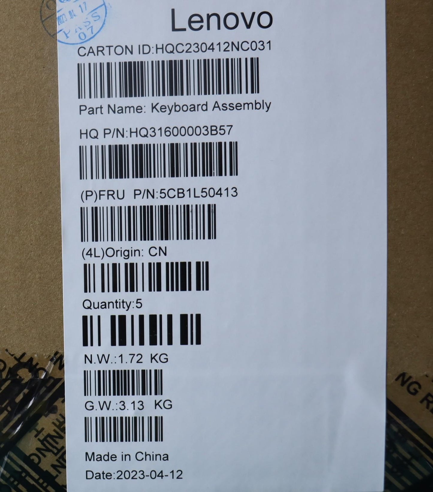 Lenovo Upper Case ASM_GER H 83BS NFP ARGY 5CB1L50413