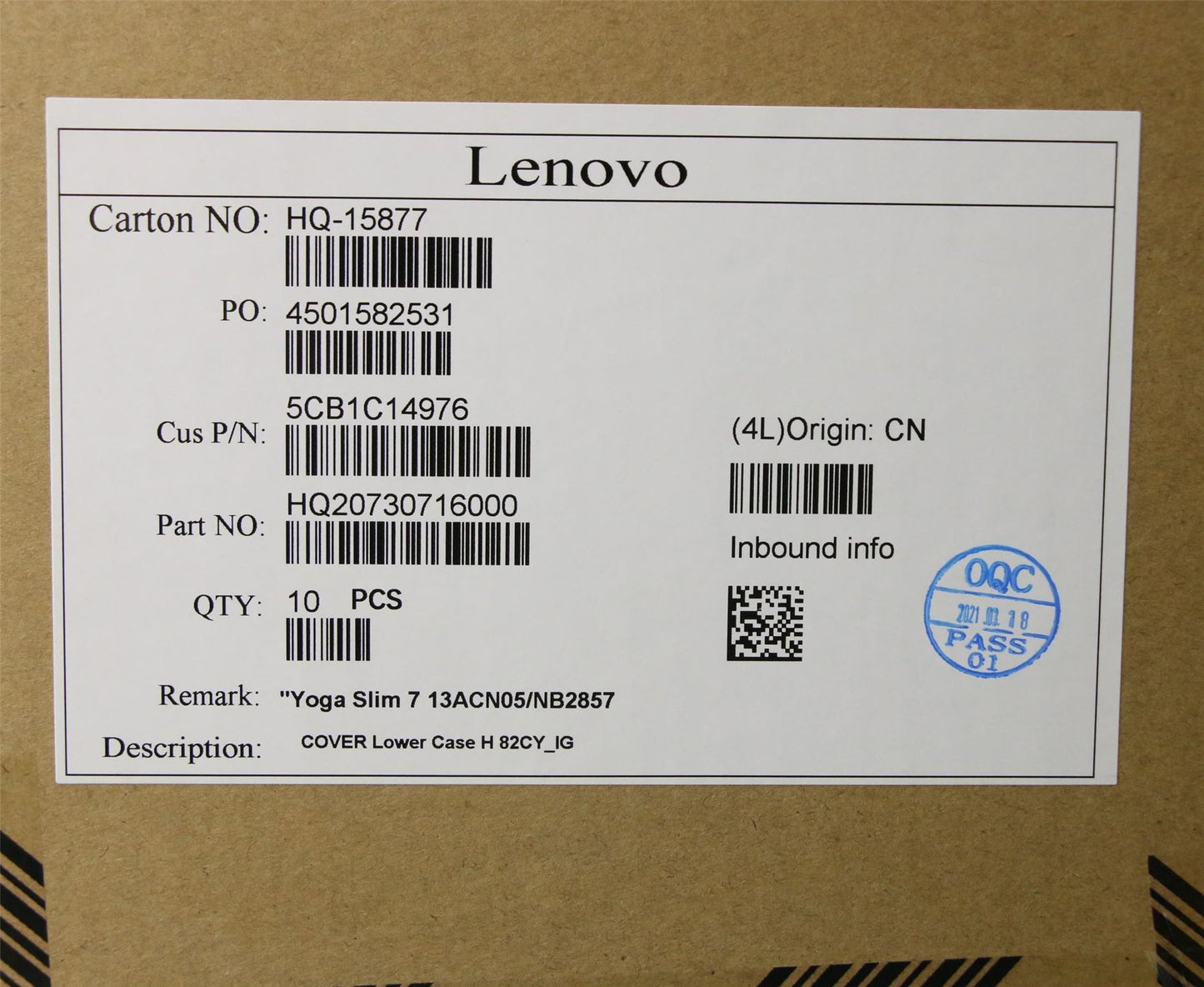 Lenovo Yoga 7-13ACN05 Bottom Base Lower Cover Grey 5CB1C14976