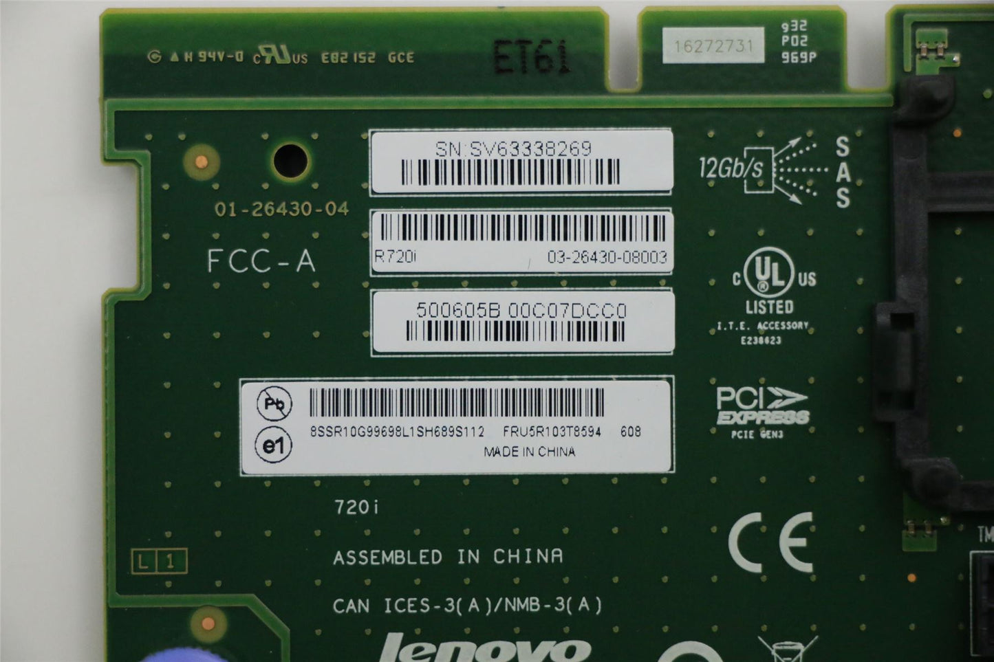 Lenovo RAID_CARD FRU Raid720ix 12G Midplane 03T8594