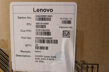 Lenovo COVER Upper Case ASM_ENG H 82T6 MIBL US English Keyboard 5CB1H82153