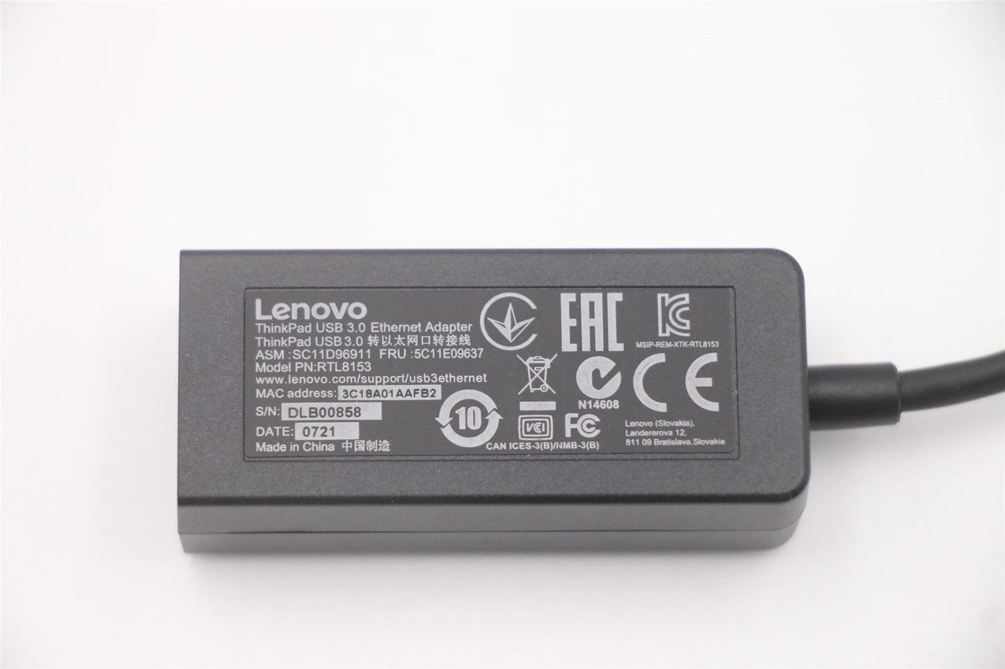 Lenovo USB 3.0 to Ethernet for NA 5C11E09637