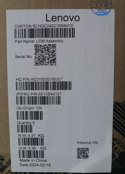 Lenovo HUD H 83DU 16WUXGA_GL300N_CB 5D10S40107