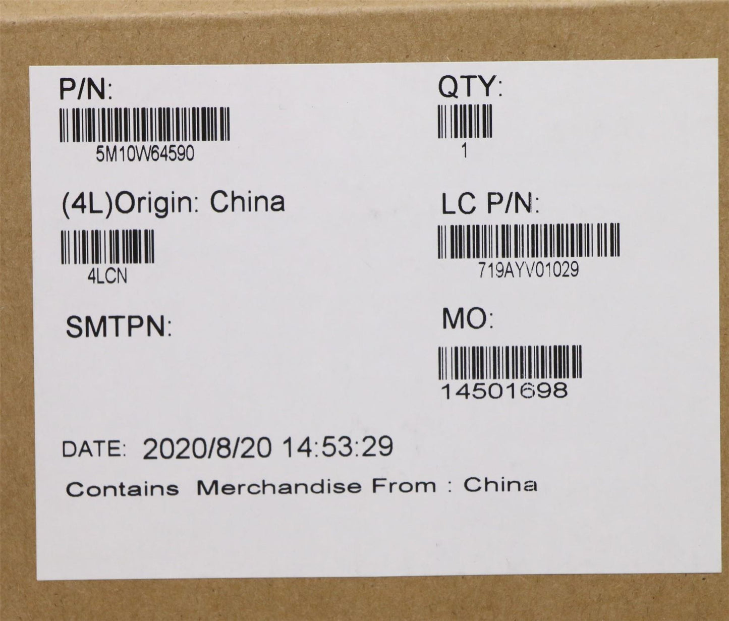 Lenovo MECH_ASM FRU ASM BL NFPR BK UK FRA 5M10W64590