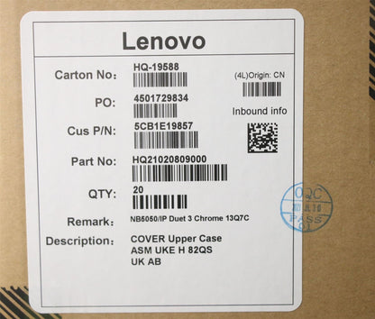 Lenovo Duet Duet 5 Chromebook 13Q7C6 Keyboard Palmrest UK Black 5CB1E19857