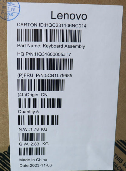 Lenovo Yoga 7 14APH8 Palmrest Cover Touchpad Keyboard US Euro 5CB1L79985