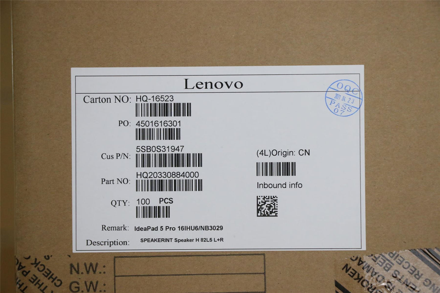 Lenovo Pro 5-16ACH6 5 Pro-16ACH6 5 Pro-16IHU6 Speaker Speakers 5SB0S31947
