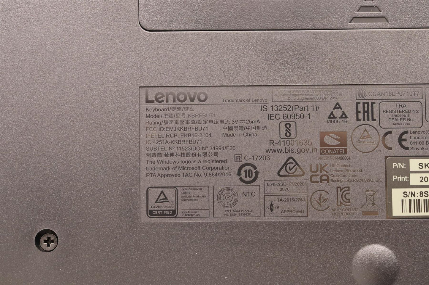Lenovo WL KM Calliope BK ITA 5KM0U87654