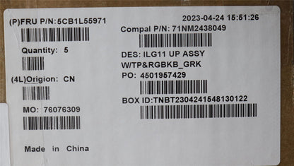 Lenovo Upper Case ASM_GRE C 82XW RGB 5CB1L55971