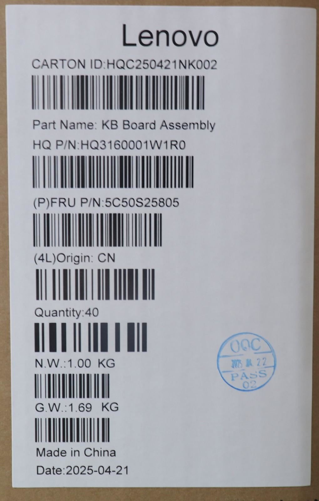Lenovo CARDPOP MCU H 83LL Board 5C50S25805