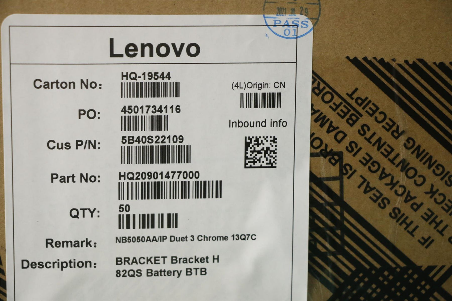 Lenovo Bracket H 82QS Battery BTB 5B40S22109