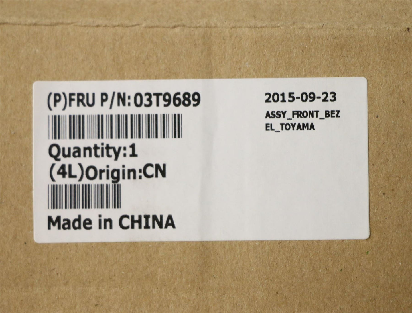 Lenovo MECH ASM FRU, Front bezel, with webca 03T9689