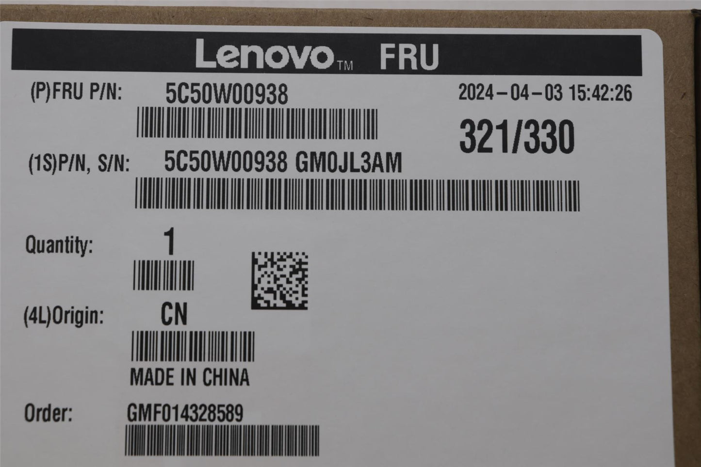 Lenovo Tiny5 BTB COM Cert card 5C50W00938