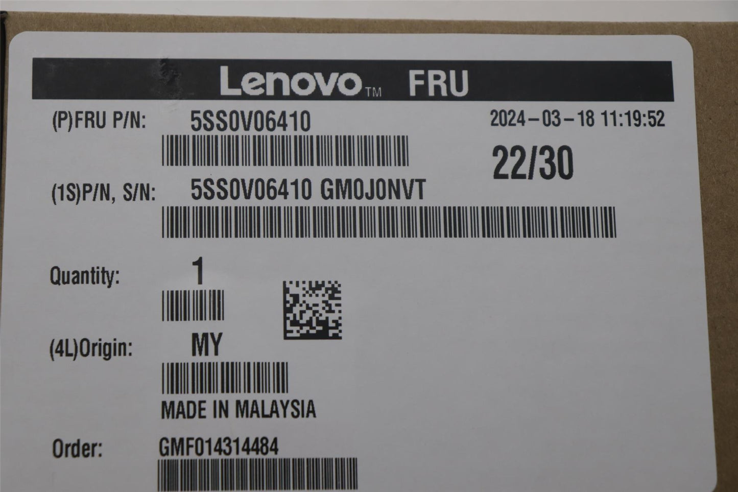Lenovo ThinkEdge SE70 SE30 Solid State Drive SSD 1024 PCIE3X4 5SS0V06410