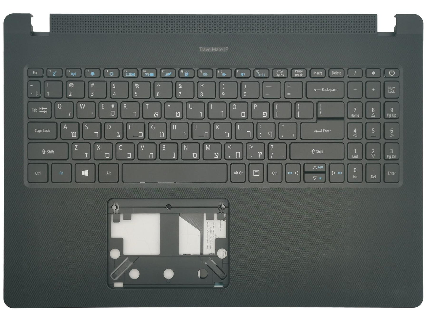 Acer Travelmate P215-52 Palmrest Cover Keyboard US Hebrew Black 6B.VMHN7.013