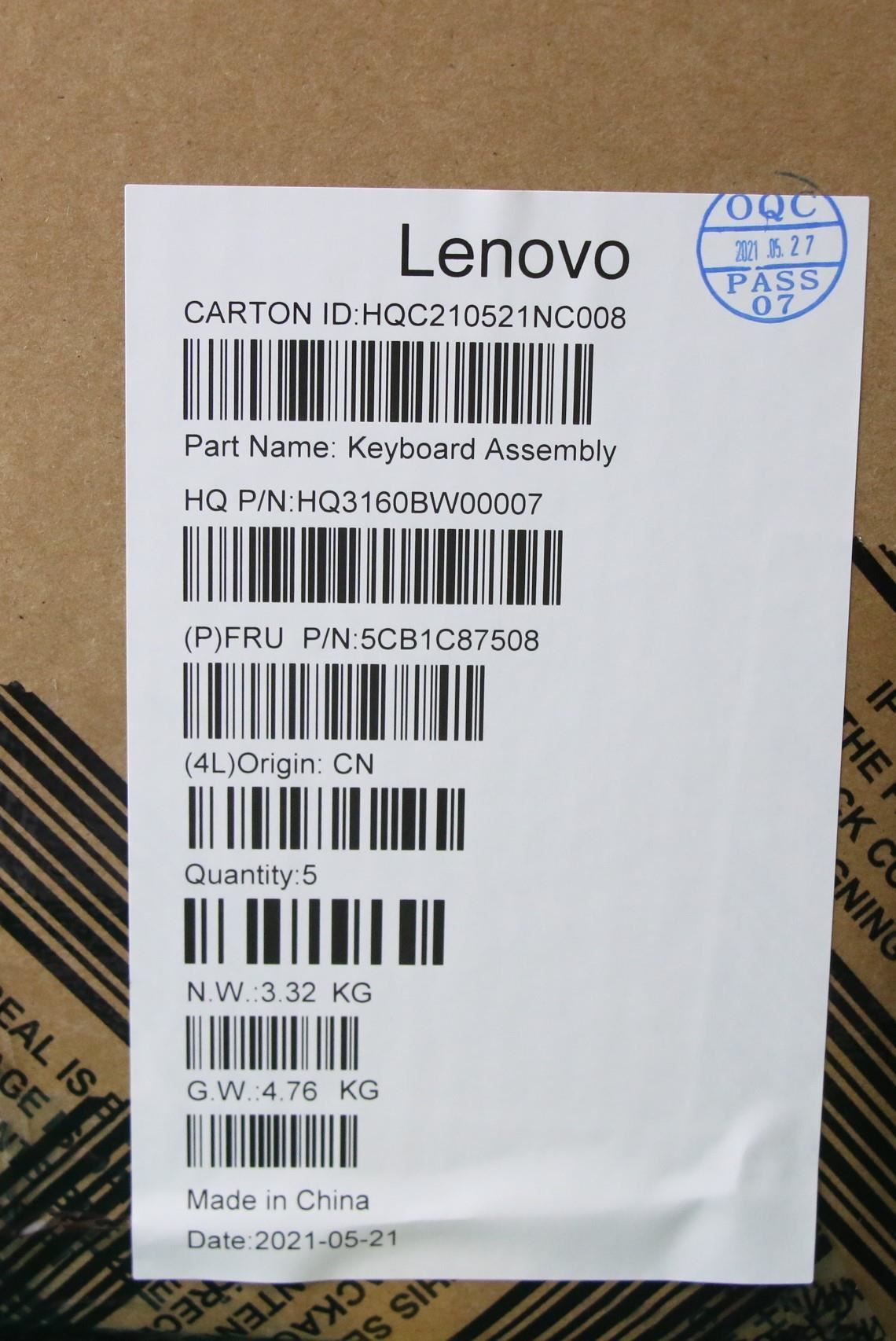 Lenovo Pro 5 Pro-16IHU6 Keyboard Palmrest Top Cover US Black 5CB1C87508