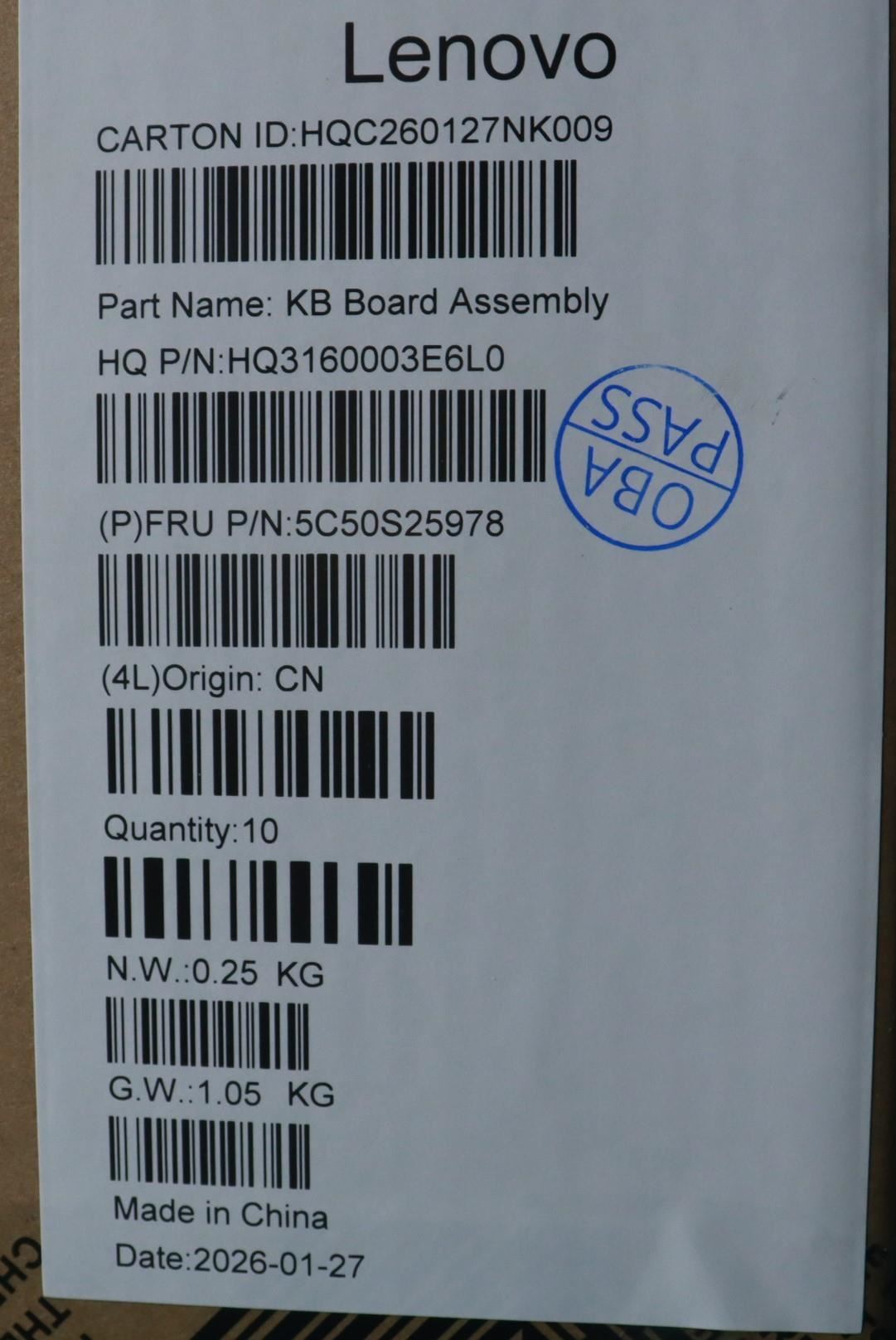 Lenovo CARDPOP H83S6 PTL USB Board 5C50S25978