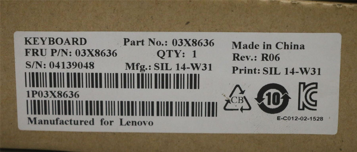 Lenovo US English Keyboard 03X8636