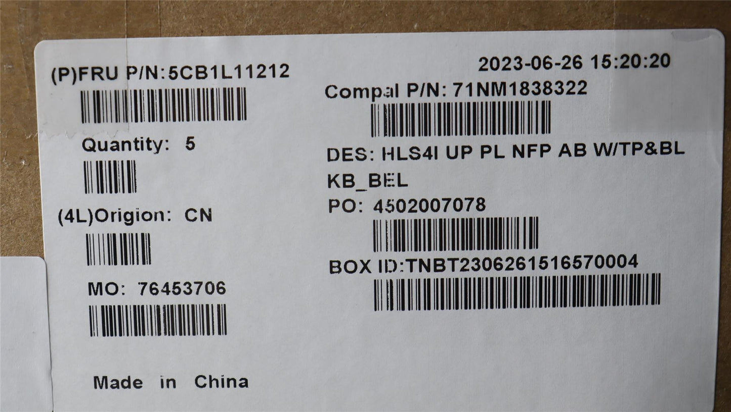 Lenovo UpperCase_BEL C82XD NFP AB BL PL 5CB1L11212