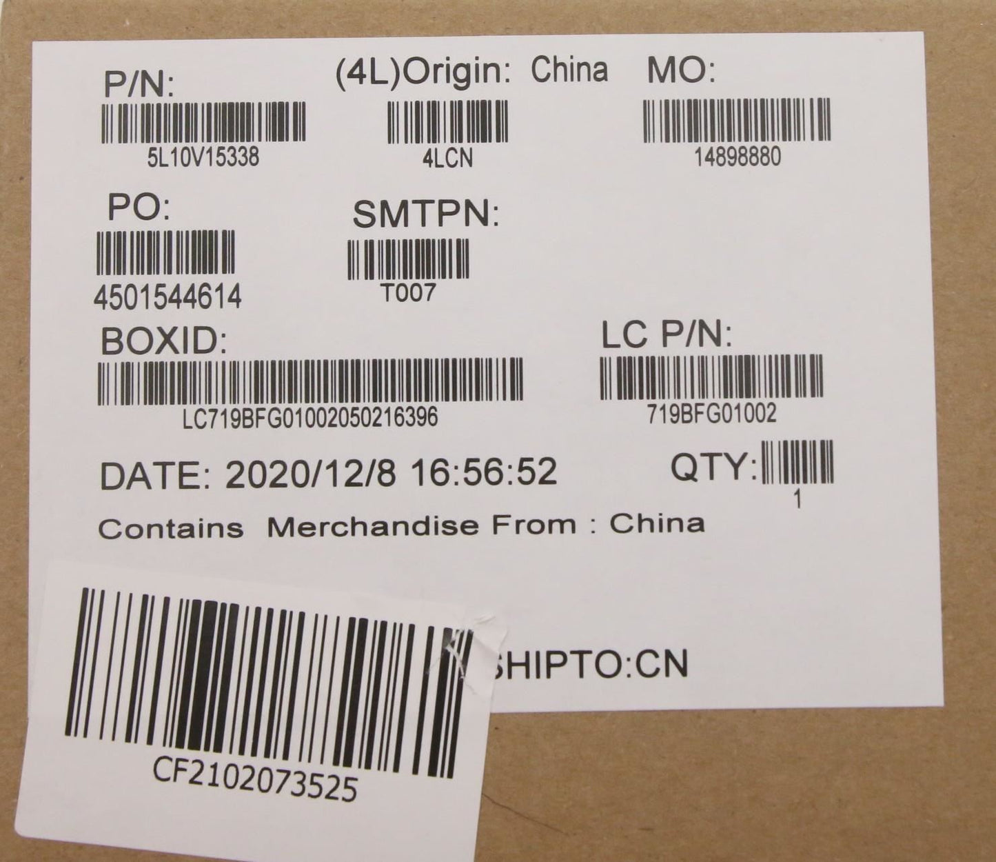 Lenovo 5L10V15338 LABEL FRU GEO label, Silver