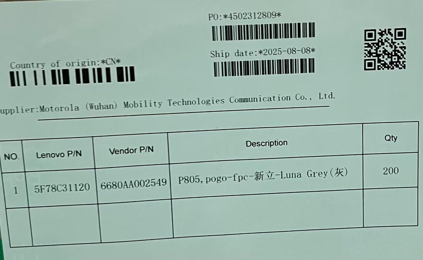 Lenovo TB710FU PG PIN_GR&*6680AA002549 CS Board 5F78C31120
