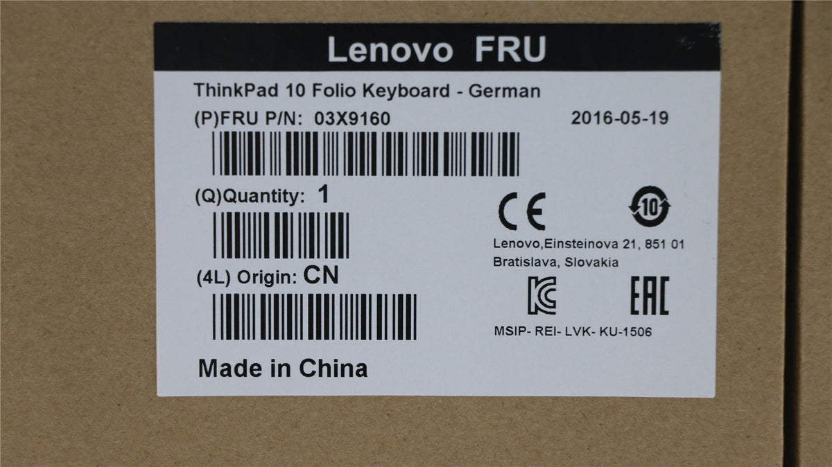 Lenovo TP 10 Folio KBD GER German Keyboard 03X9160