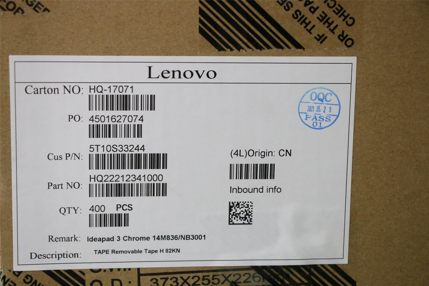 Lenovo 5T10S33244 TAPE Removable Tape H 82KN