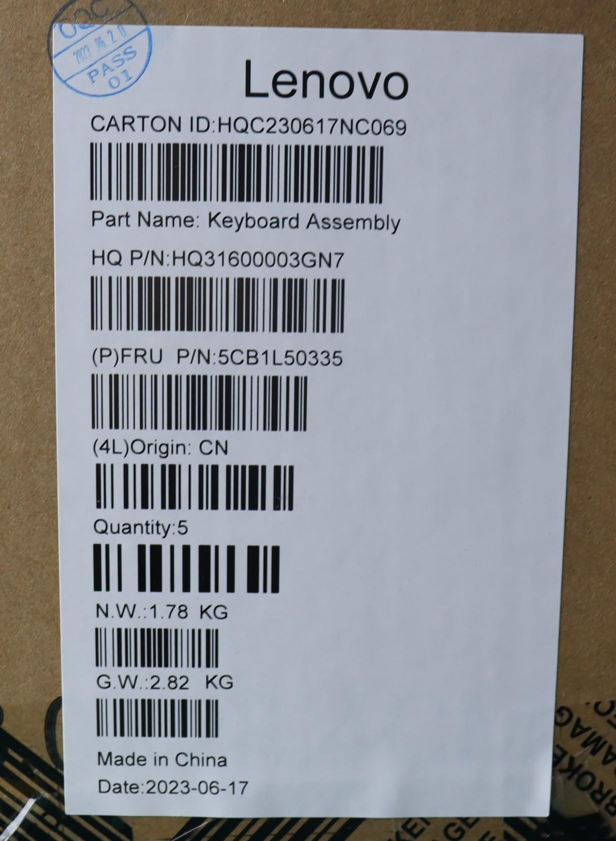 Lenovo Yoga 7 14ARP8 Palmrest Cover Touchpad Keyboard Italian 5CB1L50335