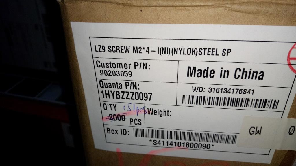 Lenovo LZ9 SCREW M2*4-I(NI)(NYLOK)STEEL 90203059